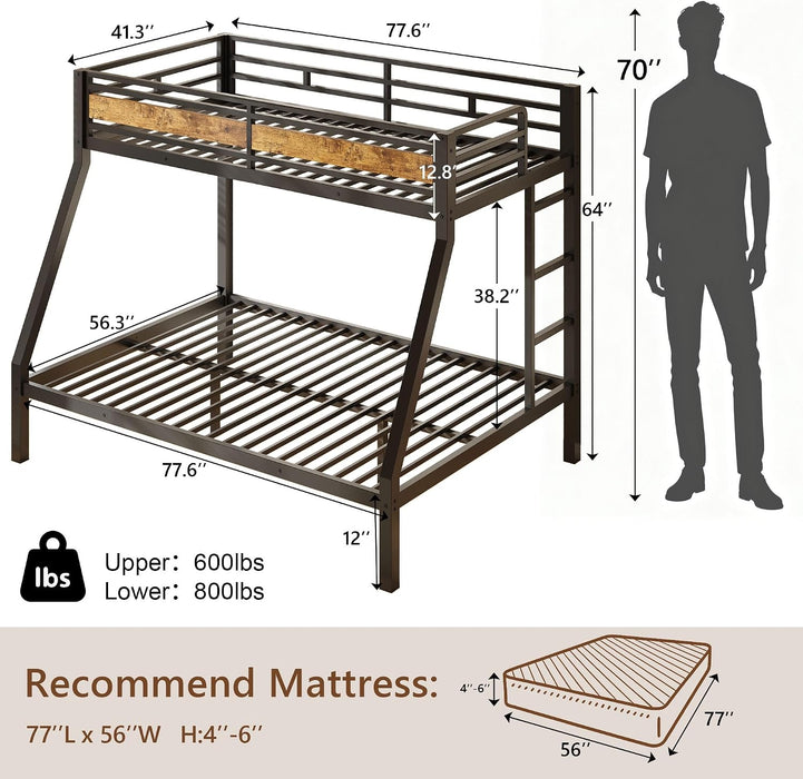 TwinOverFull Bunk Bed With Industrial Guardrail System