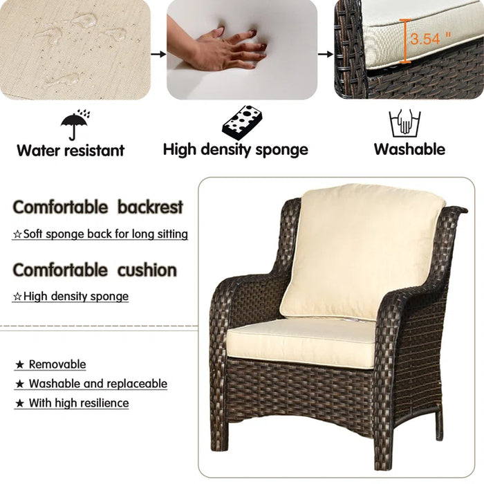 Melanson Patio 5 Piece Rattan Seating Group with Cushions