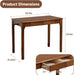 100% Solid Wood Desk with Drawers, Small Home Office Writing Wooden Desk, Vintage Wood Desk for Small Spaces, Bedroom, Work Study Computer Table with Fluted Design and Hooks(Walnut)