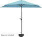 Half Umbrella Outdoor Patio Shade - 9 Ft Patio Umbrella with Easy Crank - Small Canopy for Balcony, Table, or Deck (Brilliant Blue)