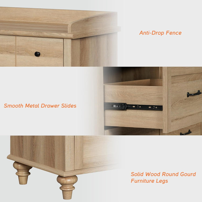 Oak Dresser Featuring Six Deep Drawers StorageUnit