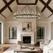 70" 24-Light Black Wagon Wheel Chandelier for High Ceilings Living Room