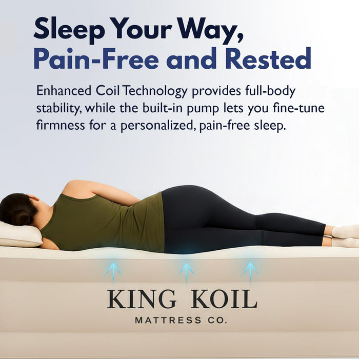 Luxury Built-In Pillow Top Queen Air Mattress with Built-In High-Speed Pump Best for Home, Camping, Guests, 20" Queen Size Double High Airbed, Blow up Mattress, Waterproof, 1-Year Warranty