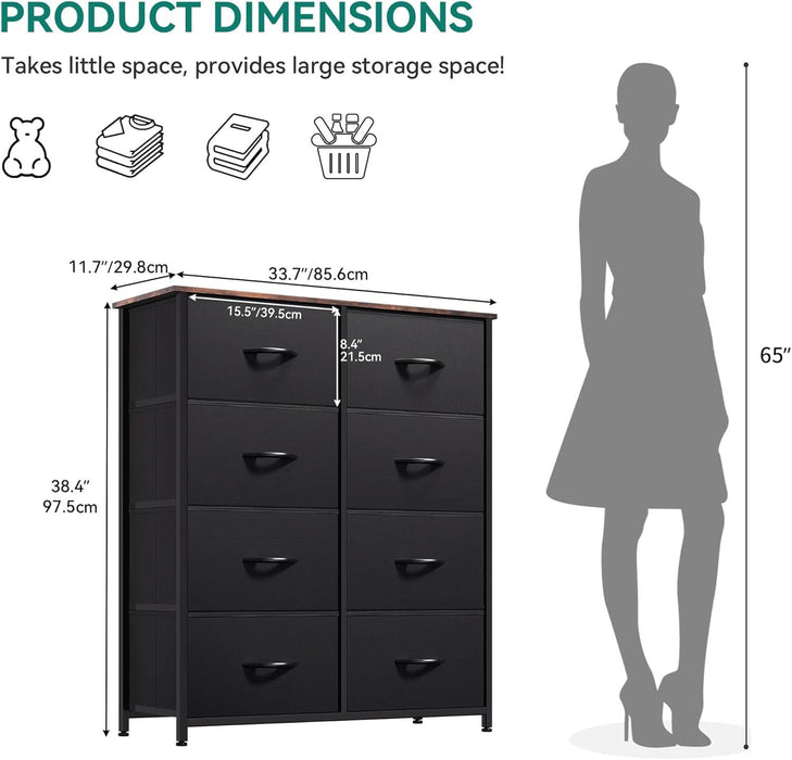Black Dresser With 8 Drawers Tall Storage Chest For Bedroom ShipItFurniture Black Dresser With 8 Drawers Tall Storage Chest For Bedroom ShipItFurniture