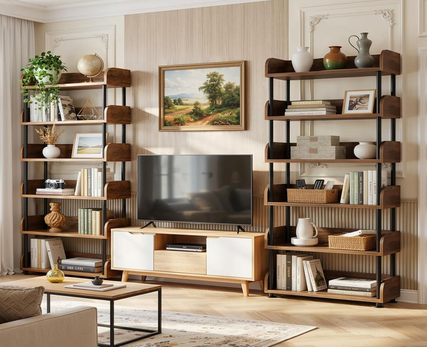 Six Tier Rustic Brown Bookshelf Storage OrganizerPro
