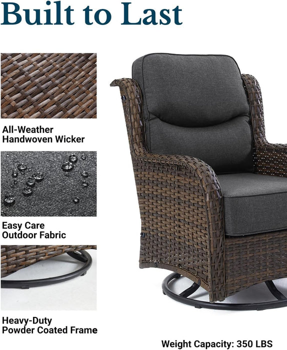 Luxury Outdoor Swivel Rocker Patio Chairs of 2 with Side Table