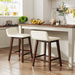 24" Bar Stools Set of 2, Upholstered Counter Height Barstools with Low Back, Footrest, Armless Wood Bar Chairs for Kitchen Island, Dining Room, Brown & Beige