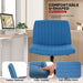 Criss Cross Chair,Armless Cross Legged Office Chair,Wide Comfty Desk Chair with No Wheels Modern Height Adjustable,Swivel Fabric Vanity Chair Computer Task Chair (Pack of 1, Dark Blue)