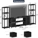 LED TV Stand 60 Inch for Living Room with Charging Station, Farmhouse Entertainment Center with 2 Industrial Bookshelves, Modern Console Cabinet with Storage Drawers (Black)