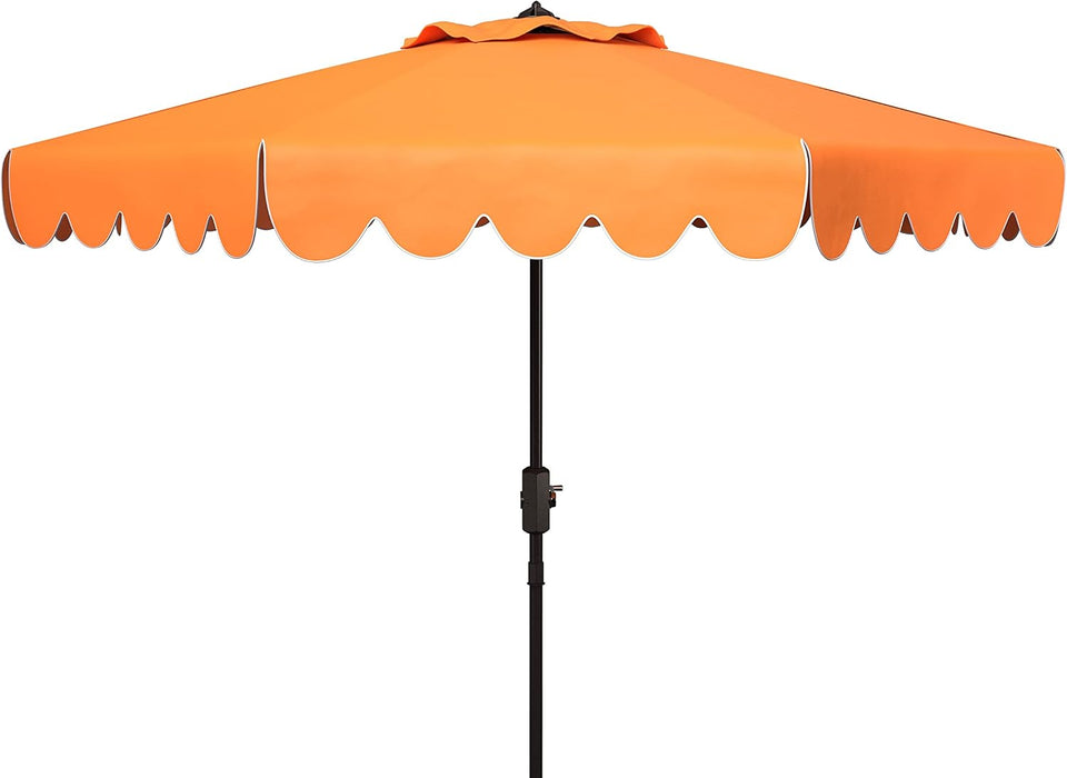 Safavieh PAT8010A Collection Venice Navy and White Single Scallop 9Ft Crank Outdoor Push Button Tilt Umbrella