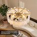 Alabaster Chandelier, 24" Spanish Alabaster round Chandeliers 2-Tier,Modern Adjustable Gold Marble Pendant Chandeliers for Dining Room, Living Room, Bedroom,Foyer,Bathroom, Included E12 Bulb