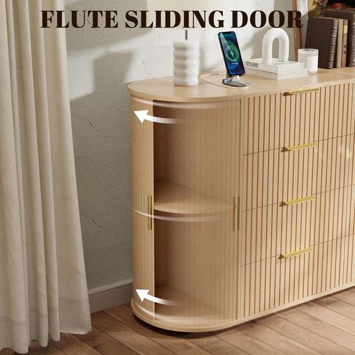 Fluted 8 Drawers Dresser for Bedroom, 55.12" Dressers & Chest of Drawers