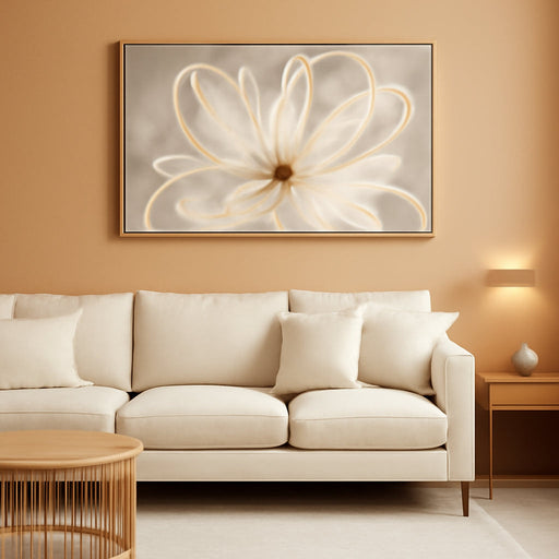 Framed Abstract Wall Art Gold Pictures Wall Decor Line Painting on Canvas 20"X 40" Contemporary Floral Artwork for Living Room Office Bedroom Aesthetic