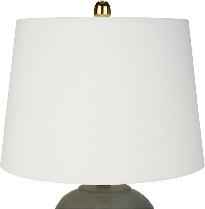 Home 23" Olive Green Ceramic Pot Table Lamp for Bedroom, Living Room, Dining Office, with White Tapered Drum Shade