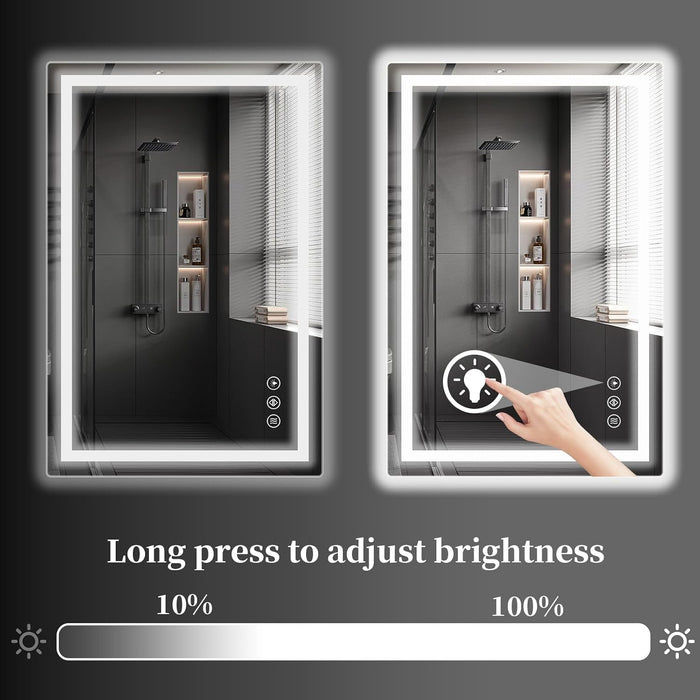 40X30 LED Bathroom Mirror, Shatterproof Mirror with Light