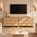 6 Drawer Dresser for Bedroom, 57" Wide Chest of Drawers, Natural