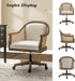 Rattan Desk Chair, Vintage Upholstered Home Office Chair, Ivory