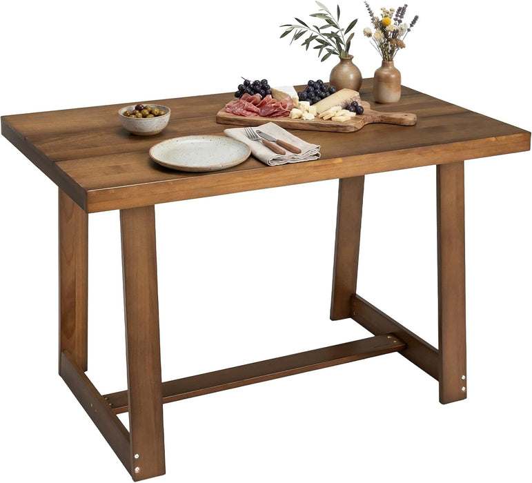 Solid Pine Farmhouse Dining Table WalnutFinish 48Inch