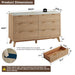 Natural Oak 6-Drawer Dresser with Marble Top