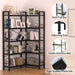 5-Shelf Corner Bookshelf, 68.5" L-Shaped Open Bookcase, Black