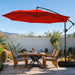 10Ft Patio Umbrella with Base Included, Outdoor Offset Cantilever Umbrella, Infinite Tilt, Crank and Cross Base, Orange Red