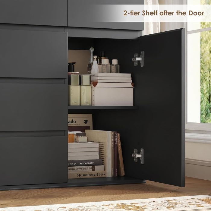Black Dresser, Dresser for Bedroom, Wide Chest of Drawers