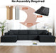 Corduroy Black UShaped 146Inch Modular Sectional Sofa