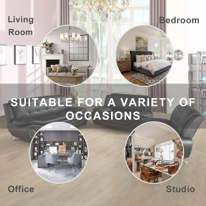 Contemporary Living Room Furniture Set, Faux Leather Sofa Set for Living Room/House/Bedroom/Office/Apartment (Black-A, Loveseat), F45&F46