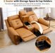 3-Piece Power Recliner Sofa Set with Charging Port, Include Single Recliner Chair, 2-Seater Loveseat with Hidden Storage & Cup Holders and 3-Seater Reclining Couch for Living Room, Yellow