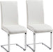 Set of 2 Dining Chairs Modern Kitchen Chairs High Back Faux Leather Dining Room Chairs Upholstered Armless Side Chairs with Metal Legs Home Kitchen Furniture, White