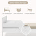 Cora Wood Twin Bed with Removable Guardrails - Wood Twin Bed with Slats Supports for Girls & Boys Teens, No Box Spring Needed, White Oxford Stripes