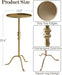 Brass Distressed Iron round Pedestal End Table, 25 Inch Vintage Martini Cocktail Accent Table with Tray Top for Living Room, Bedroom (Gold)