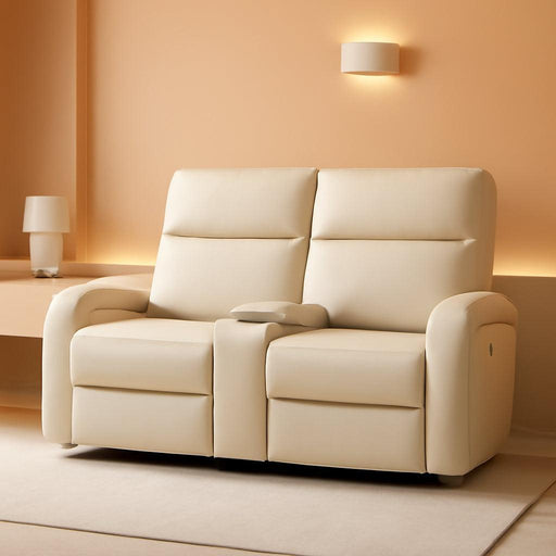 65.7" Zero Wall Recliner Loveseat with Console, 2-Seat Power Wall Hugger Sofa with Cup Holders, USB & Type-C Dual Charge Ports, for Living Room, RV PR646M2 (Beige, Loveseat with Console)