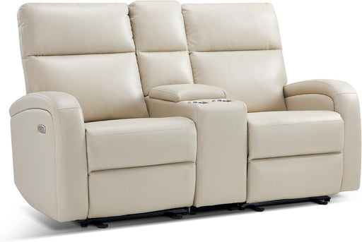 65.7" Zero Wall Recliner Loveseat with Console, 2-Seat Power Wall Hugger Sofa with Cup Holders, USB & Type-C Dual Charge Ports, for Living Room, RV PR646M2 (Beige, Loveseat with Console)