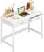 39.4" Computer Desk with Drawer, Morden White Home Office Desk, Study Writing Table with Storage for Small Spaces,Vanity Desk Makeup Table for Bedroom - White