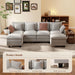 106-Inch U-Shaped Modular Sectional Sofa with Ottoman, Grey Chenille