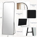 Full Length Mirror 65"X24" Arched Floor Standing Large Mirrors Full Body Mirror with Stand - with Aluminum Frame for Bedroom Living Room, Black