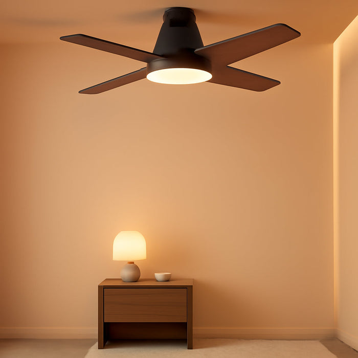 Ceiling Fans with Lights, 12 Speeds & 3 Fan Modes, Quiet DC Motor, Low Profile Easy to Install, Flush Mount Smart Ceiling Fan with Dimmable LED, 12H Timer for Bedroom, Remote, Black, 44''