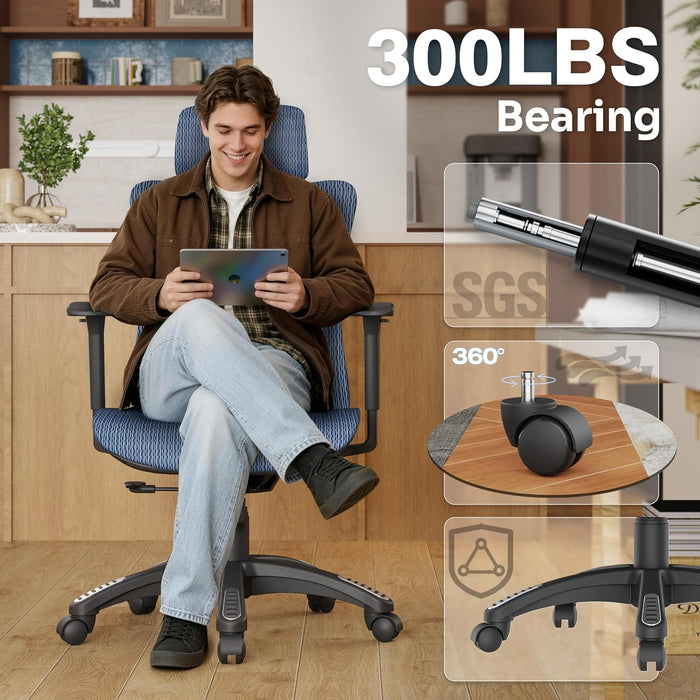 Ergonomic Office Chair with 3D Headrest, T23 High Back Mesh Desk Chair with Adjustment Lumbar Support & 3D Armrests, Chair, Big and Tall Swivel Computer Chair for Home Office, Gaming
