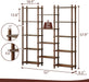 Wooden Triple Wide Bookshelf, 5-Tier Large Open Bookcase, Walnut