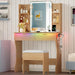 Oak Premium Vanity Desk With IntegratedLED MirrorOutlet