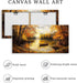 Fall Wall Art, Landscape Wall Art, Large Wall Decor, Lake Boat Forest Canvas Art Prints, Gold Autumn Nature Pictures, Rustic Paintings for Living Room Bedroom Dining Room Office Farmhouse 29"X57"
