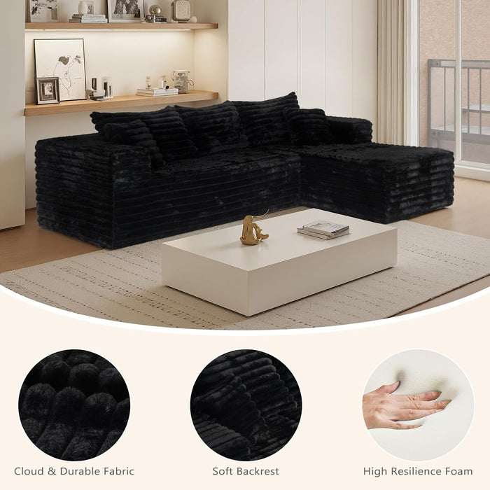 103Inch LShaped Modular Sectional Sofa EbonyVelvet