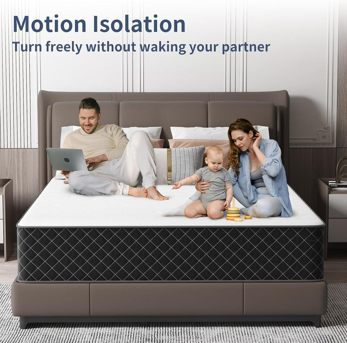 12 Inch Queen Mattress, Hybrid with Motion-Isolating Pocket Springs