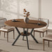 42"-58" Extendable round Dining Table for 4-6, Kitchen Oval Table with Hidden Leaves & Storage Shelf, Space Saving Modern Design with Sturdy Metal Legs for Kitchen, Dining Room & Small Apartments