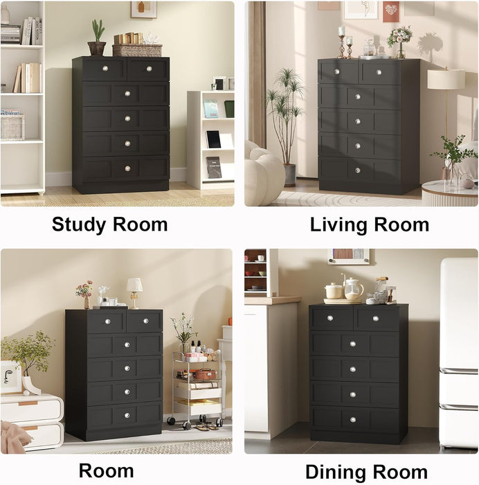 Black TwentyFourInch Fluted Dresser For BedroomSpace