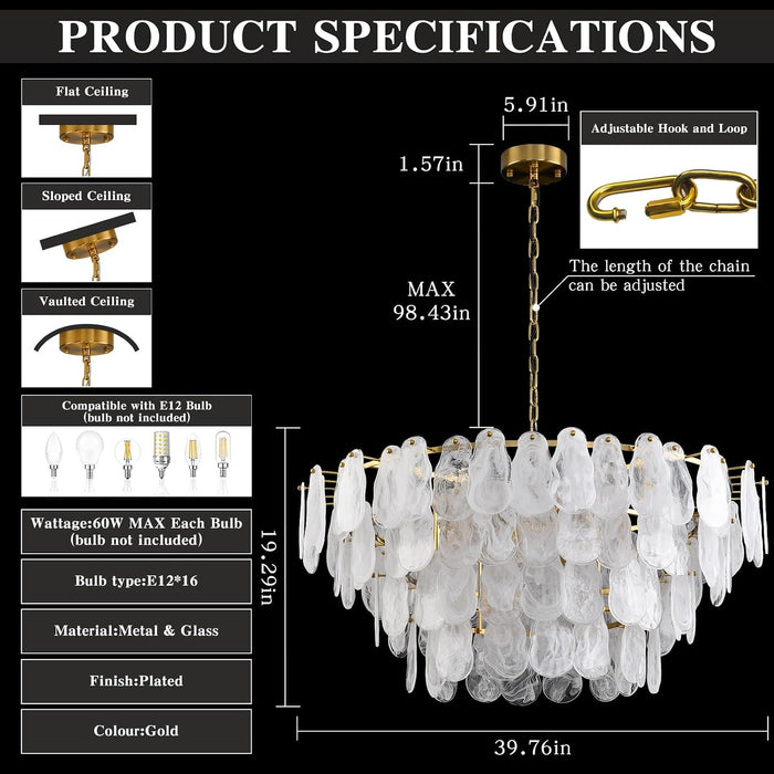 Modern Large Crystal Glass Chandelier, 39.76" Gold Luxury Hanging Pendant Light Fixture,16-Light round Cloud Ceiling Chandeliers Lighting for Dining Room Living Room Bedroom Foyer Stairway, E12