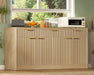 Large Buffet Cabinet with Storage & Drawers, Sideboard Cabinet with 2 Adjustable Shelves & 4 Doors, Coffee Bar Station, Kitchen Storage Cabinets, Natural