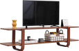 Bamboo TV Stand for up to 65 Inch, Mid Century Modern Entertainment Center with 2-Tier Open Shelves, Storage Media Console Table for Living Room, Bedroom, Walnut