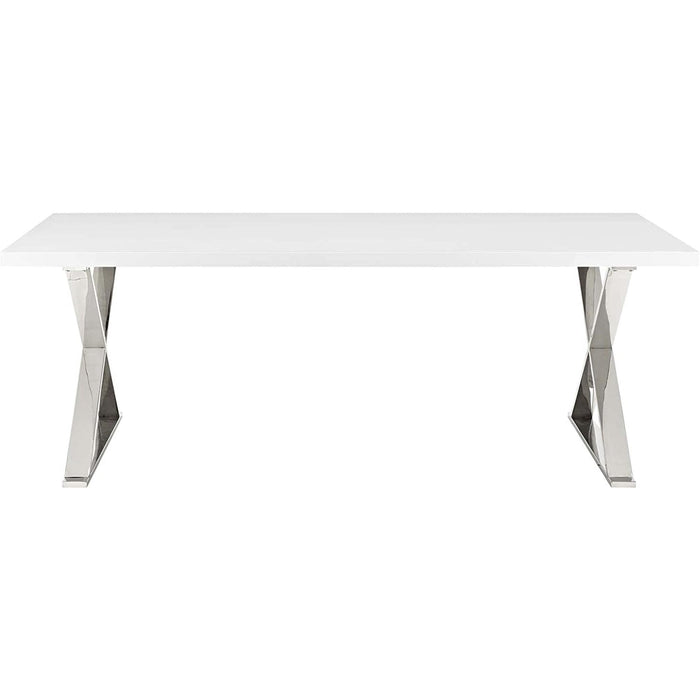 Modway Sector Modern Dining Table, White Silver